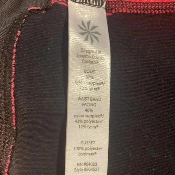 Athleta waist casual yoga athletic band facing black peach crop tight leggings M - Picture 5 of 5